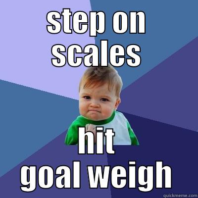 STEP ON SCALES HIT GOAL WEIGH Success Kid