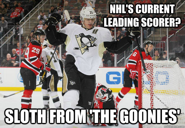 NHL's current leading scorer? Sloth from 'the goonies' - NHL's current leading scorer? Sloth from 'the goonies'  Evgeni Malkin