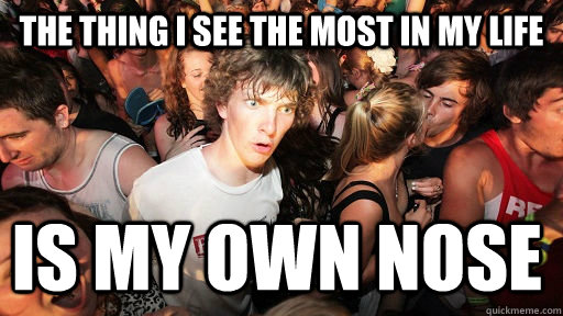 The thing I see the most in my life is my own nose - The thing I see the most in my life is my own nose  Sudden Clarity Clarence