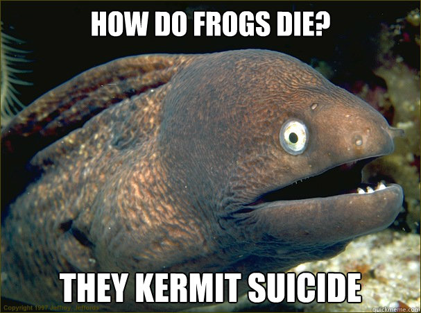 how do frogs die? they kermit suicide  Bad Joke Eel