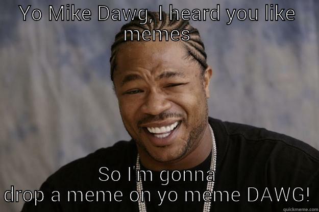 YO MIKE DAWG, I HEARD YOU LIKE MEMES SO I'M GONNA DROP A MEME ON YO MEME DAWG! Xzibit meme