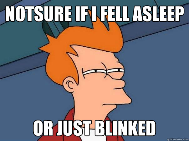 Notsure if i fell asleep Or just blinked  Futurama Fry