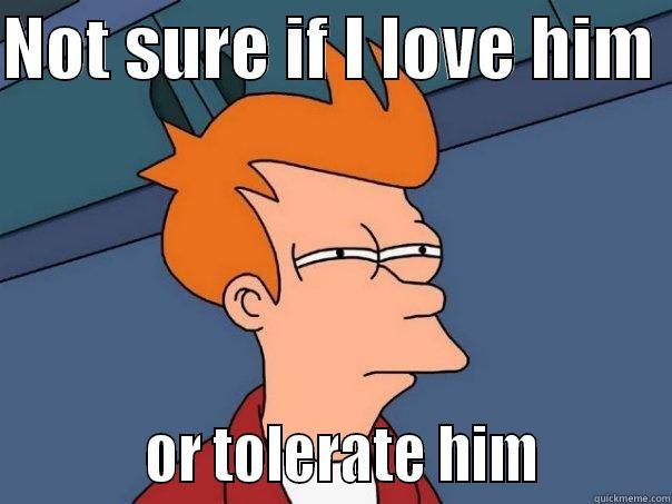NOT SURE IF I LOVE HIM            OR TOLERATE HIM         Futurama Fry