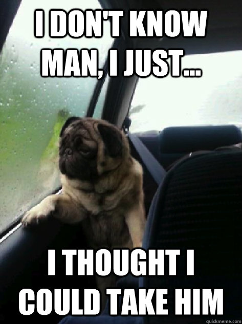 I don't know man, I just... I thought i could take him  Introspective Pug