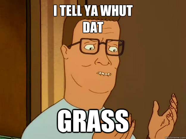 I tell ya whut 
DAt Grass  Hank Hill