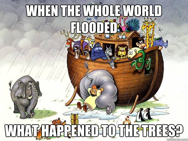 When The whole world flooded What happened to the trees?  Noahs Ark