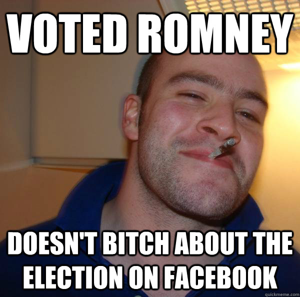 Voted Romney doesn't bitch about the election on facebook - Voted Romney doesn't bitch about the election on facebook  Misc