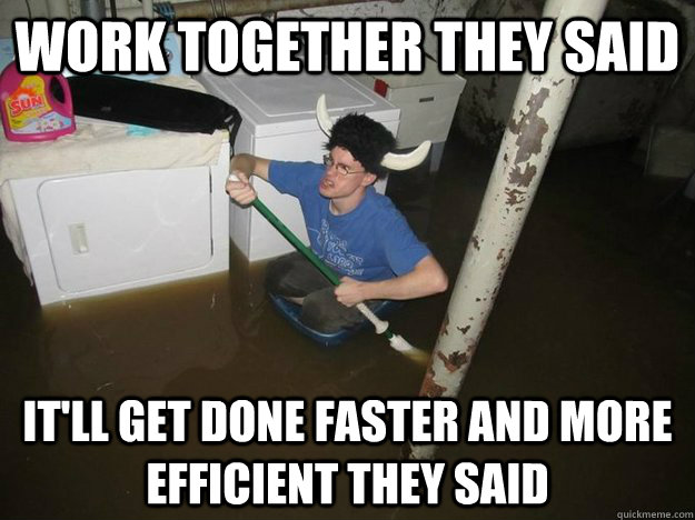 work together they said it'll get done faster and more efficient they said  Laundry viking