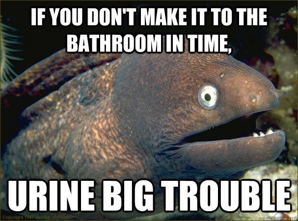 if you don't make it to the bathroom in time, urine big trouble  Bad Joke Eel