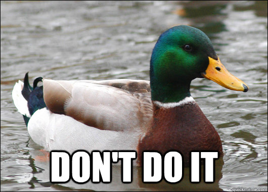  don't do it -  don't do it  Actual Advice Mallard