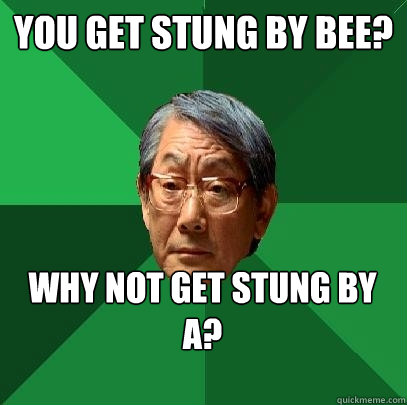 You get stung by bee? Why not get stung by A?  High Expectations Asian Father