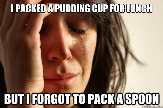 I Packed a pudding cup for lunch But i forgot to pack a spoon  First World Problems