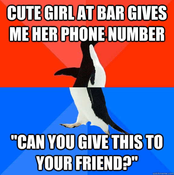 Cute girl at bar gives me her phone number 