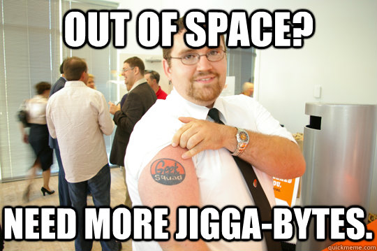 Out of space? Need more Jigga-bytes.  GeekSquad Gus