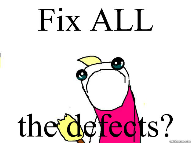 Fix ALL the defects?  All the things sad