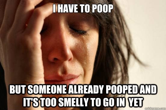 I have to poop but someone already pooped and it's too smelly to go in  yet  First World Problems