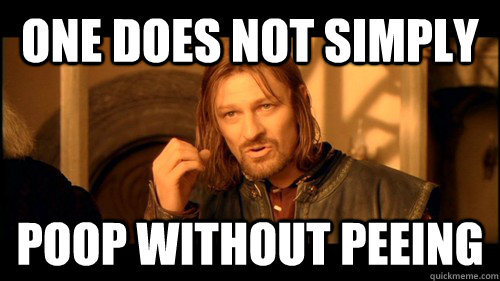 One does not simply poop without peeing  
