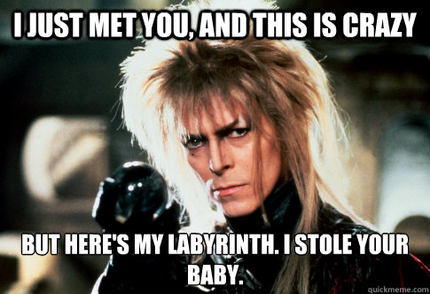 I just met you, and this is crazy but here's my labyrinth. i stole your baby. - I just met you, and this is crazy but here's my labyrinth. i stole your baby.  bowie labyrinth