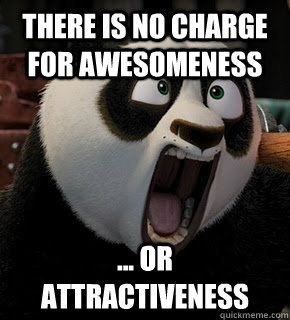 There is no charge for awesomeness ... or attractiveness  Kung Fu Panda