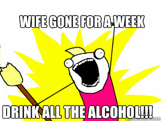 wife gone for a week drink all the alcohol!!!  All The Things