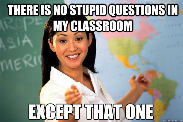 There is no stupid questions in my classroom Except that one  Unhelpful High School Teacher