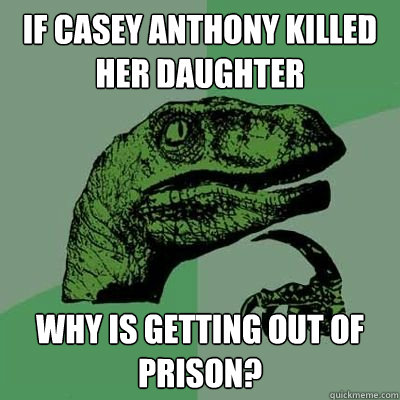 If Casey Anthony killed her daughter Why is getting out of prison?  