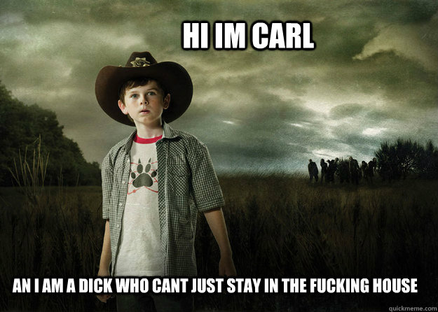 Hi Im Carl An I AM A DICK WHO CANT JUST STAY IN THE FUCKING HOUSE - Hi Im Carl An I AM A DICK WHO CANT JUST STAY IN THE FUCKING HOUSE  Carl Grimes Walking Dead