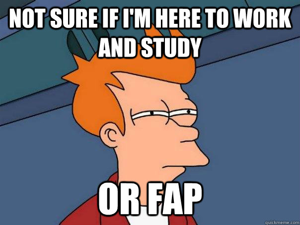 Not sure if i'm here to work and study Or fap  Futurama Fry