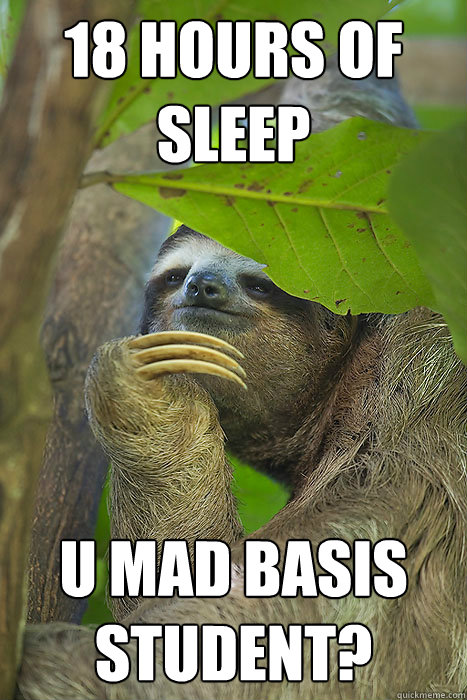 18 Hours of Sleep
 U mAd Basis student?  Philososloth