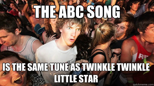 the abc song  is the same tune as twinkle twinkle little star   Sudden Clarity Clarence