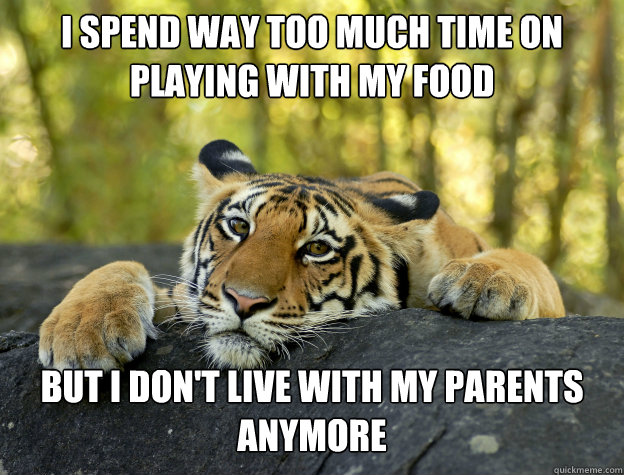 I Spend way too much time on playing with my food but i don't live with my parents anymore - I Spend way too much time on playing with my food but i don't live with my parents anymore  Confession Tiger