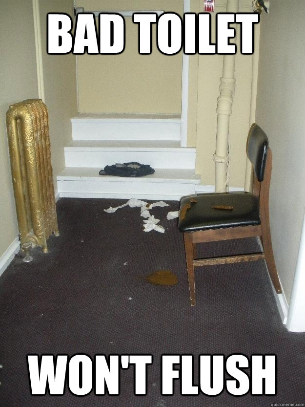 Bad toilet WOn't flush  Shit Happens