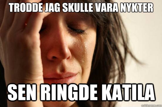 Trodde jag skulle vara nykter sen ringde katila  First World Problems