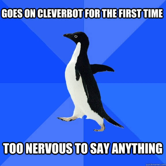 goes on cleverbot for the first time  too nervous to say anything   Socially Awkward Penguin