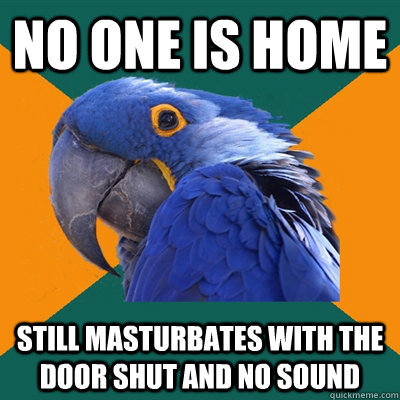 no one is home still masturbates with the door shut and no sound  Paranoid Parrot