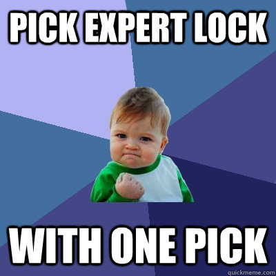 pick expert lock with one pick  Success Kid
