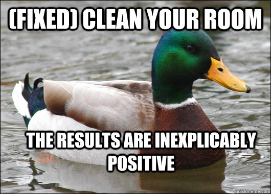(fixed) Clean your room The results are inexplicably positive  Actual Advice Mallard