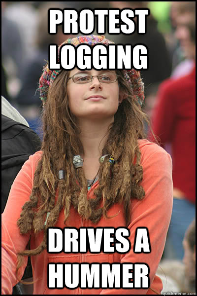 Protest Logging Drives a hummer  College Liberal