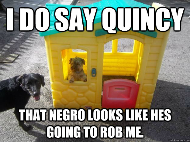 I do say Quincy  That negro looks like hes going to rob me.   Upper Class White Dog