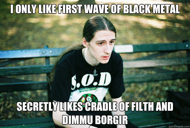 i only like first wave of black metal secretly likes cradle of filth and dimmu borgir  First World Metal Problems