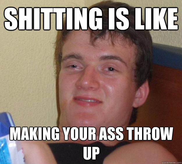 shitting is like making your ass throw up  10 Guy