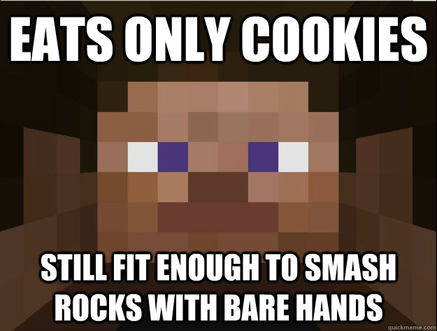Eats only cookies still fit enough to smash rocks with bare hands  Minecraft Logic