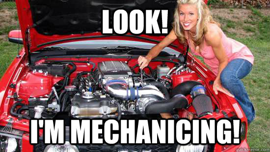 Look! I'm mechanicing! - Look! I'm mechanicing!  hood ho 1