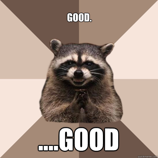 Good. ....good  Evil Plotting Raccoon