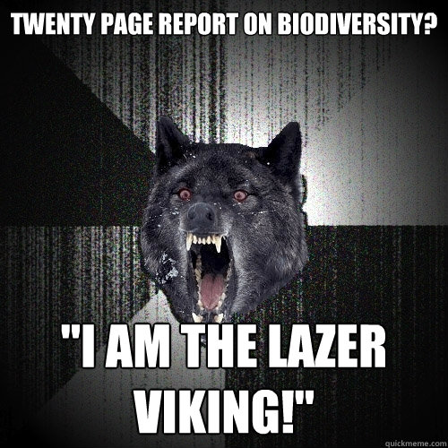 twenty page report on biodiversity? 