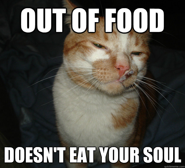 out of food doesn't eat your soul  Cool Cat Craig