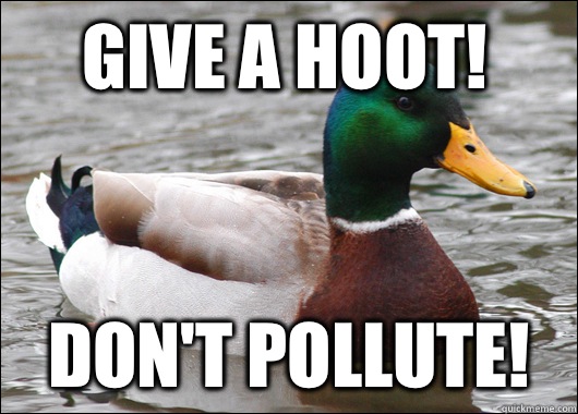 Give a hoot! Don't pollute!  Actual Advice Mallard