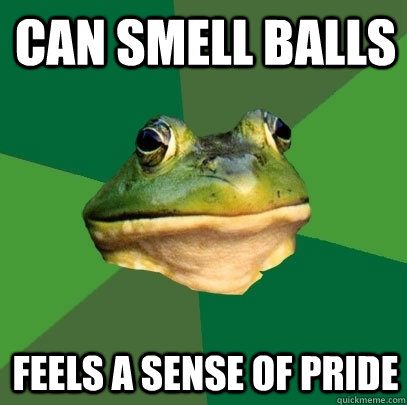 can smell balls feels a sense of pride  Foul Bachelor Frog