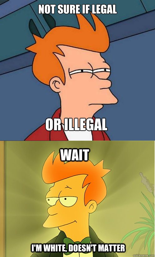 Not Sure If legal  Or illegal wait i'm white, doesn't matter - Not Sure If legal  Or illegal wait i'm white, doesn't matter  Enlightened Fry