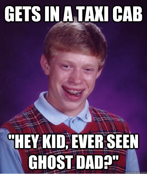 gets in a taxi cab 